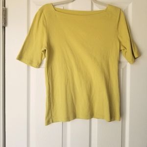 Talbots Boatneck Top Lime Green Small Square Wide